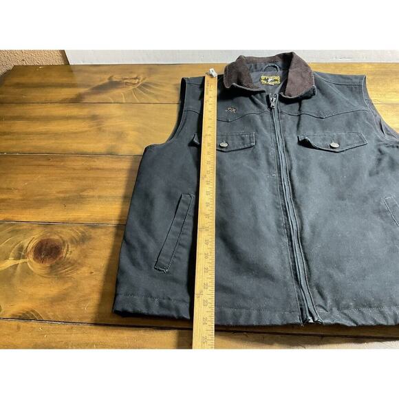 Wyoming Traders Western Black Vest Conceal Carry Full Zip Large Corduroy Collar - Picture 5 of 14